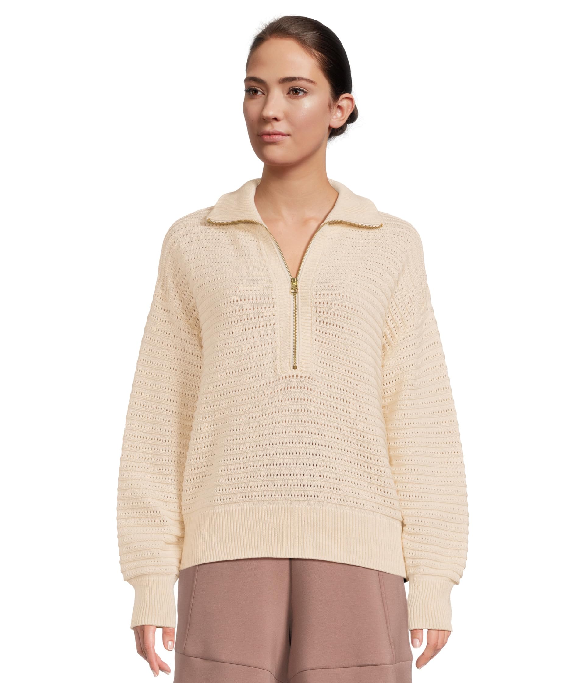 

Свитер Varley Tara Pointelle 1/2 Zip, цвет Whitecap Grey