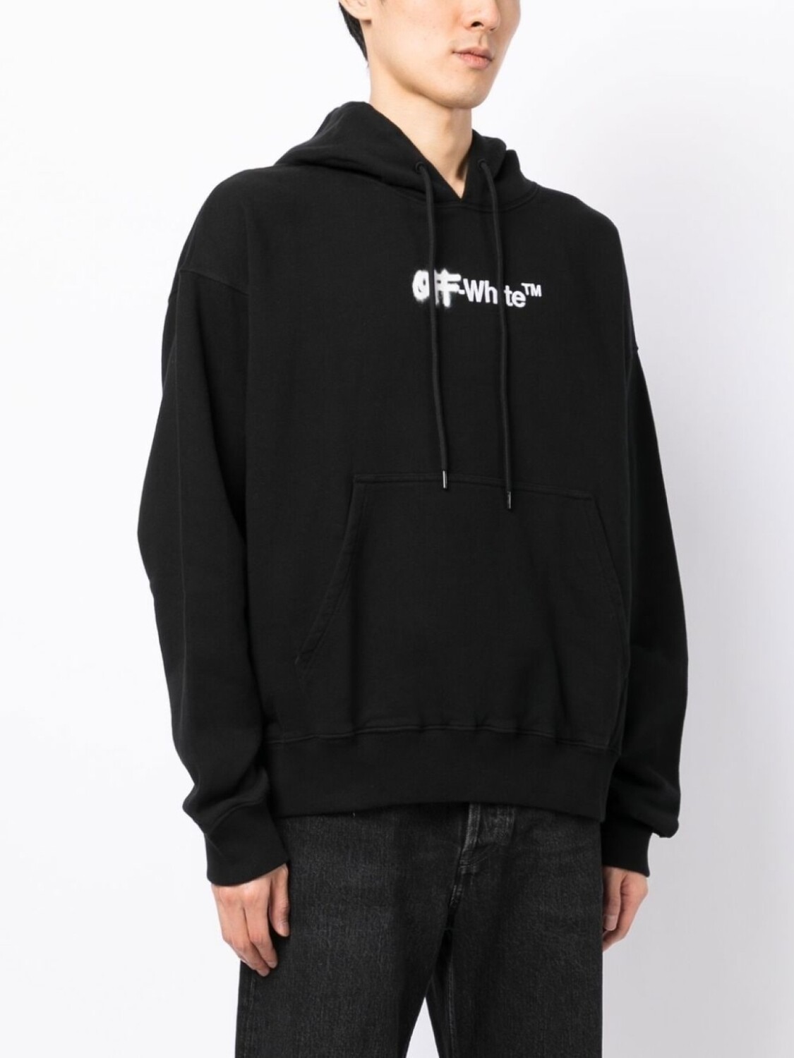 Off-White худи Spray Helvetica с вышитым логотипом, черный — фото 3