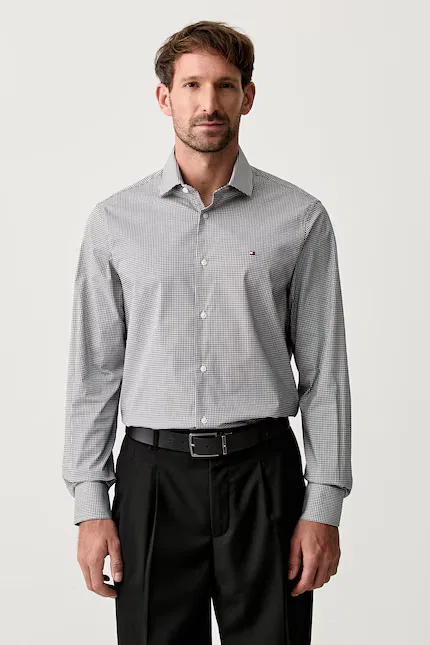 Рубашка в клетку slim fit Tommy Hilfiger, черный