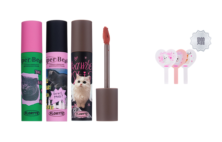 

Красивая помада-тинт Amelia Milk Cake Velour, легко растушевывается, 2,3 г*3 FLORTTE