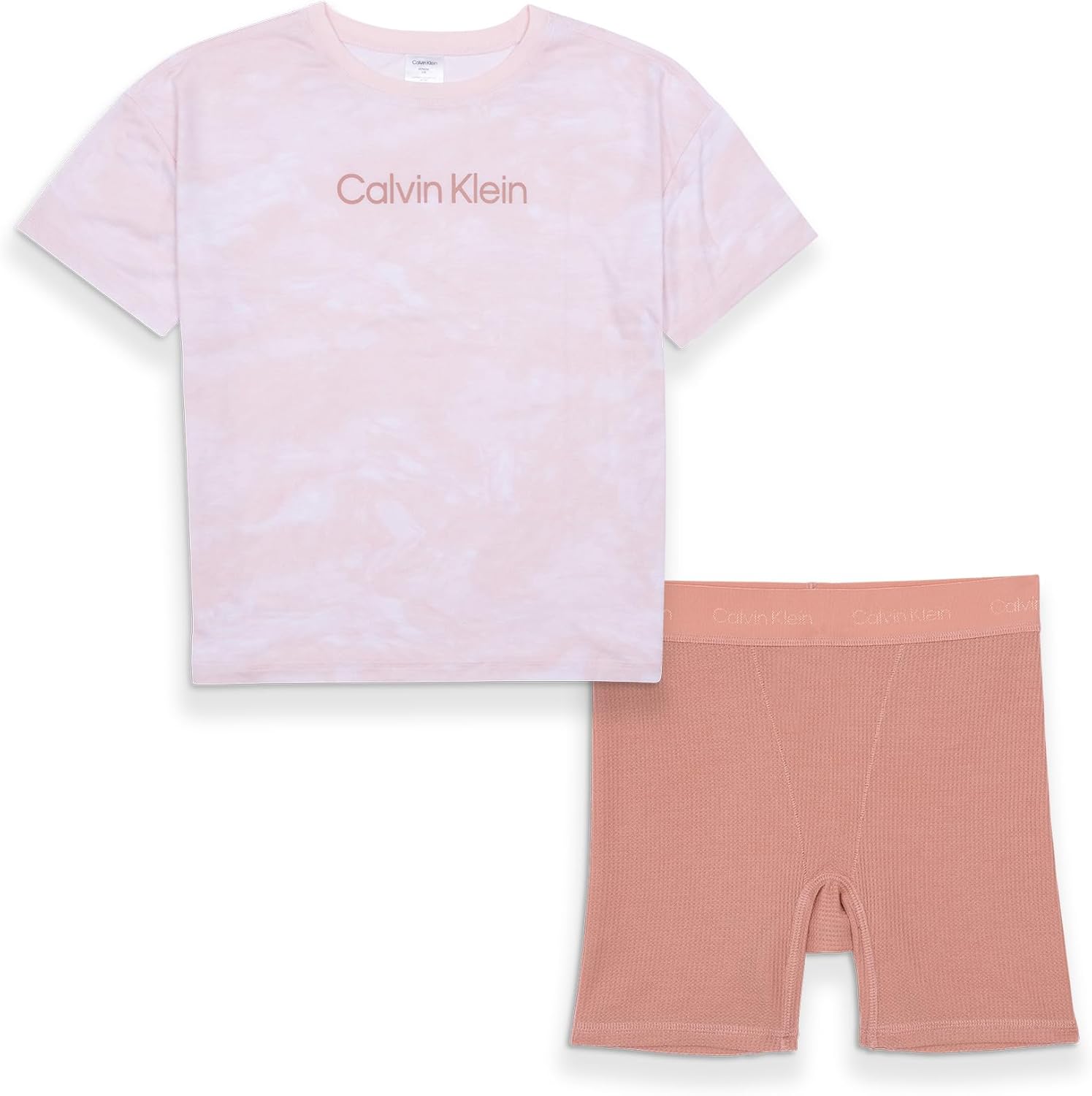 

Рубашка с коротким рукавом и термошортами Calvin Klein для девочек, комплект из 2 предметов, Pink Marble/Rose Dawn