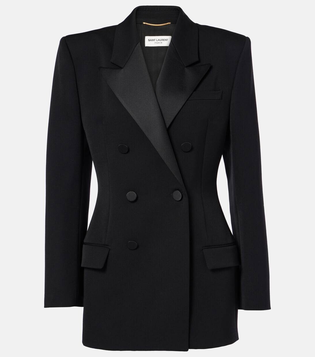 

Шерстяной блейзер из пудры Saint Laurent, черный