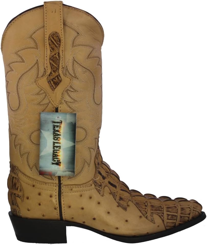 Мужские сандали Western Cowboy от Texas Legacy с рисунком крокодила и страуса, модель J Toe, Sand — фото 3