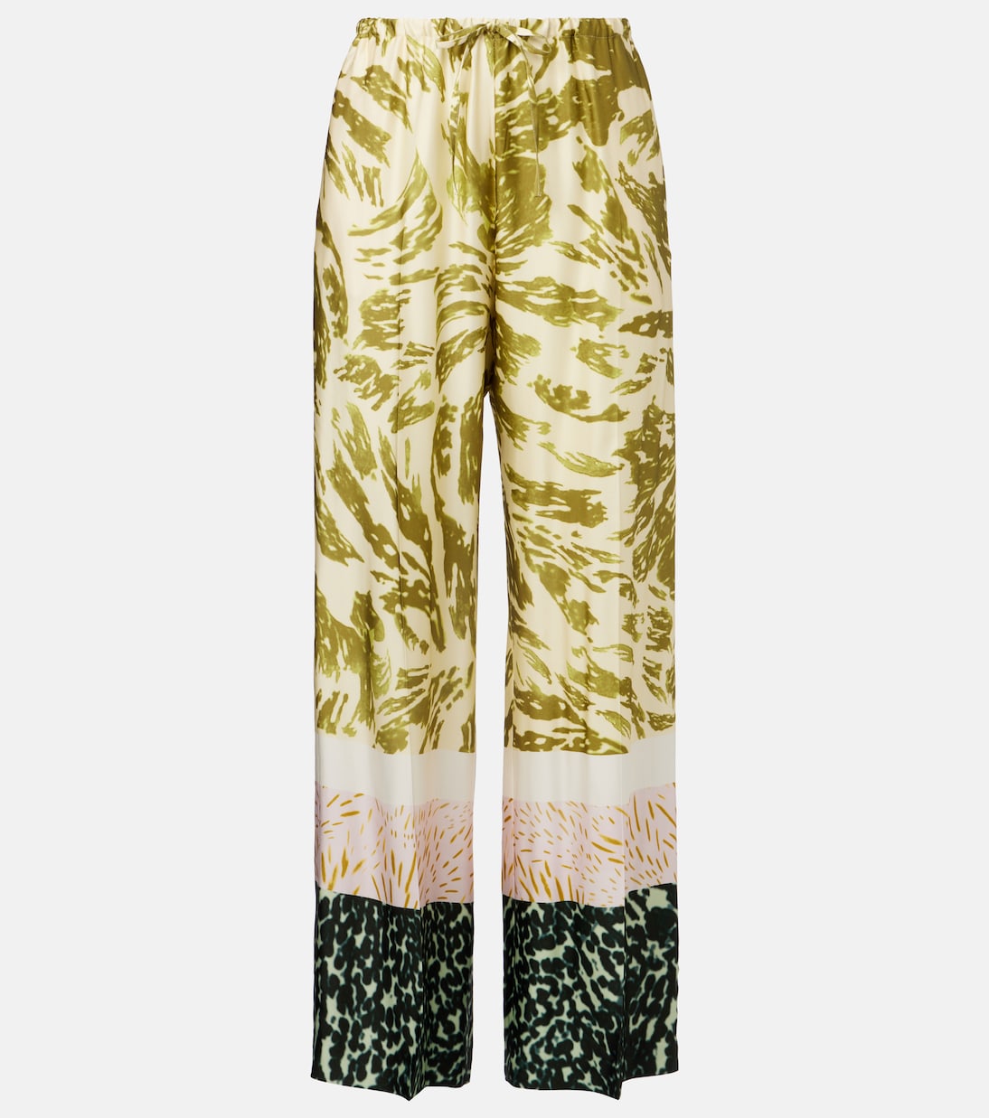 

Широкие брюки с принтом Dries Van Noten, хаки