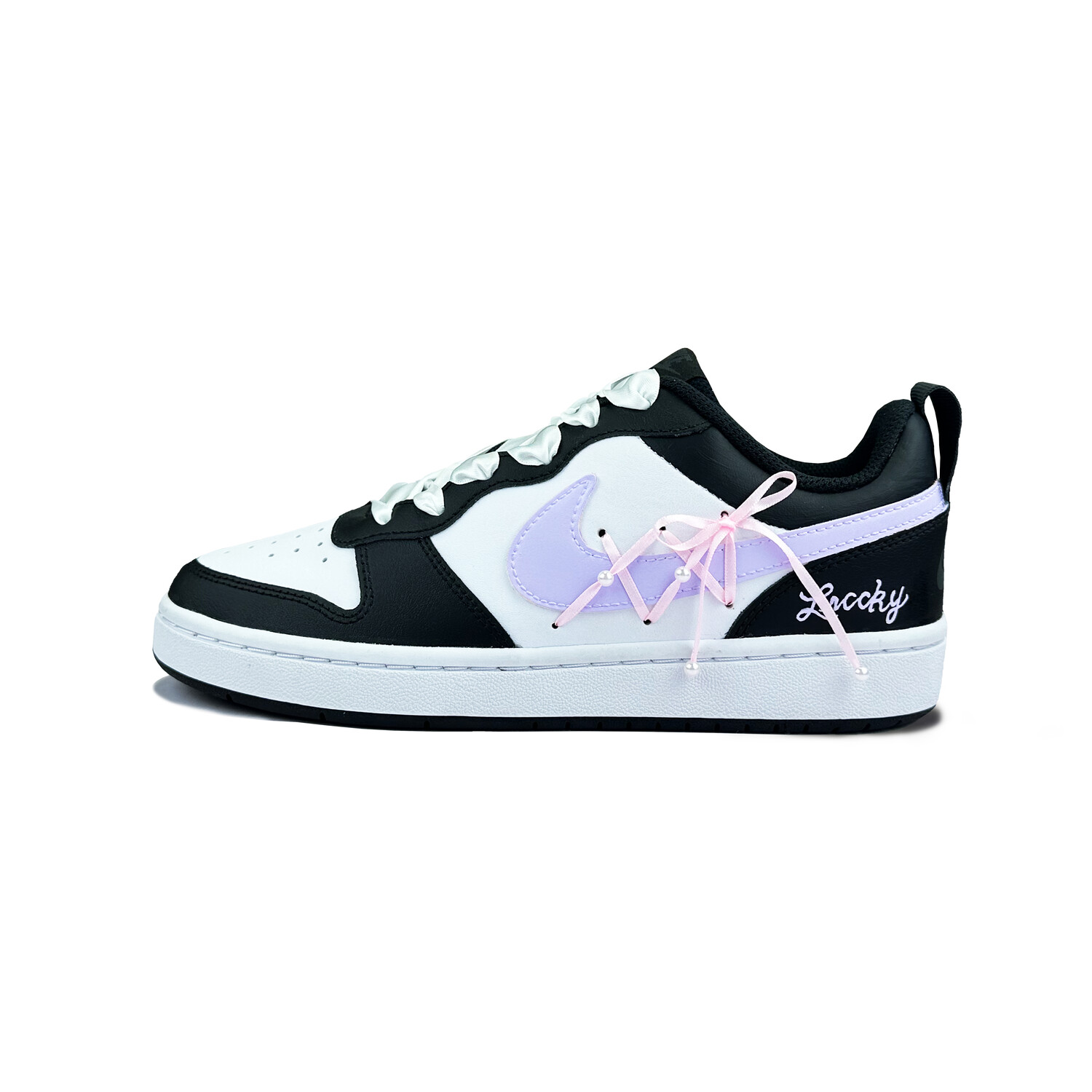 

Кроссовки Nike Court Borough Skateboarding Shoes Women's Low-top Black/purple/white, фиолетовый