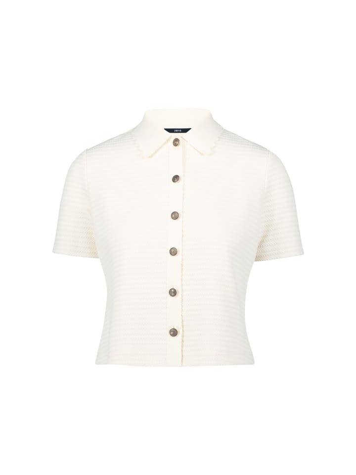 

Трикотажная рубашка-поло цвета яичного крема с планкой на пуговицах Zero