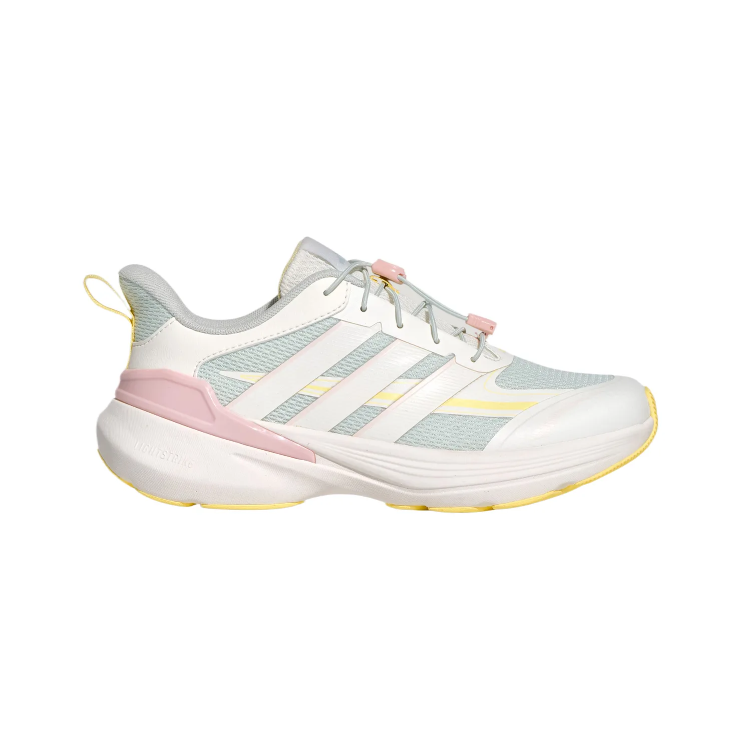 Детские кроссовки для бега с сетчатым верхом и амортизацией LIGHTDART Adidas, Bright White/Light Pink/Yellow — фото 3