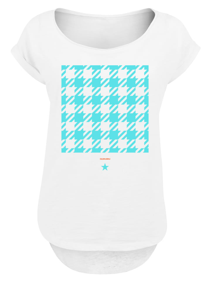 

Удлиненная футболка в клетку гусиная лапка, сине-белая F4NT4STIC, Белый, Удлиненная футболка в клетку гусиная лапка, сине-белая F4NT4STIC