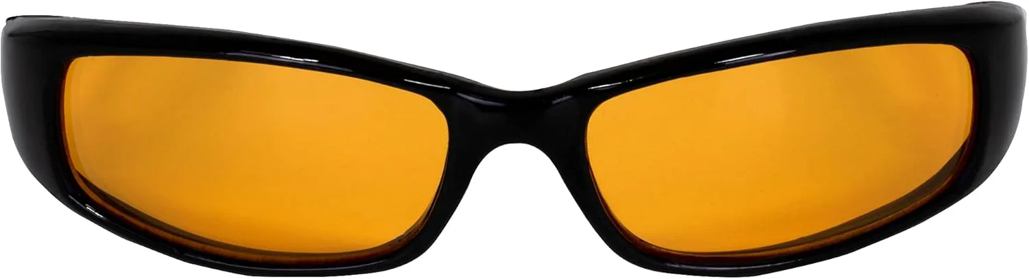 

2 пары солнцезащитных очков MF Eyewear Bad Attitude Cool Wraparound Motorcycle Sunglasses в черной оправе с оранжевыми и желтыми линзами, Orange & Yellow
