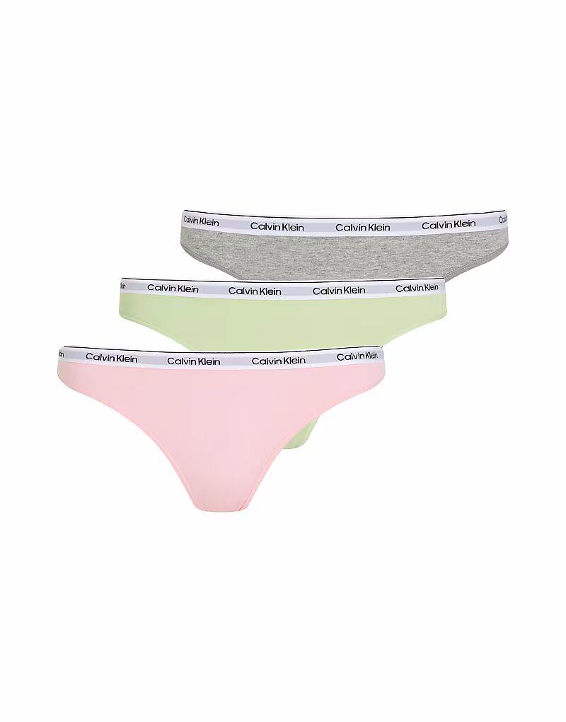 

Трусики-стринги Calvin Klein Modern Logo, 3 пары, зеленый/розовый/серый