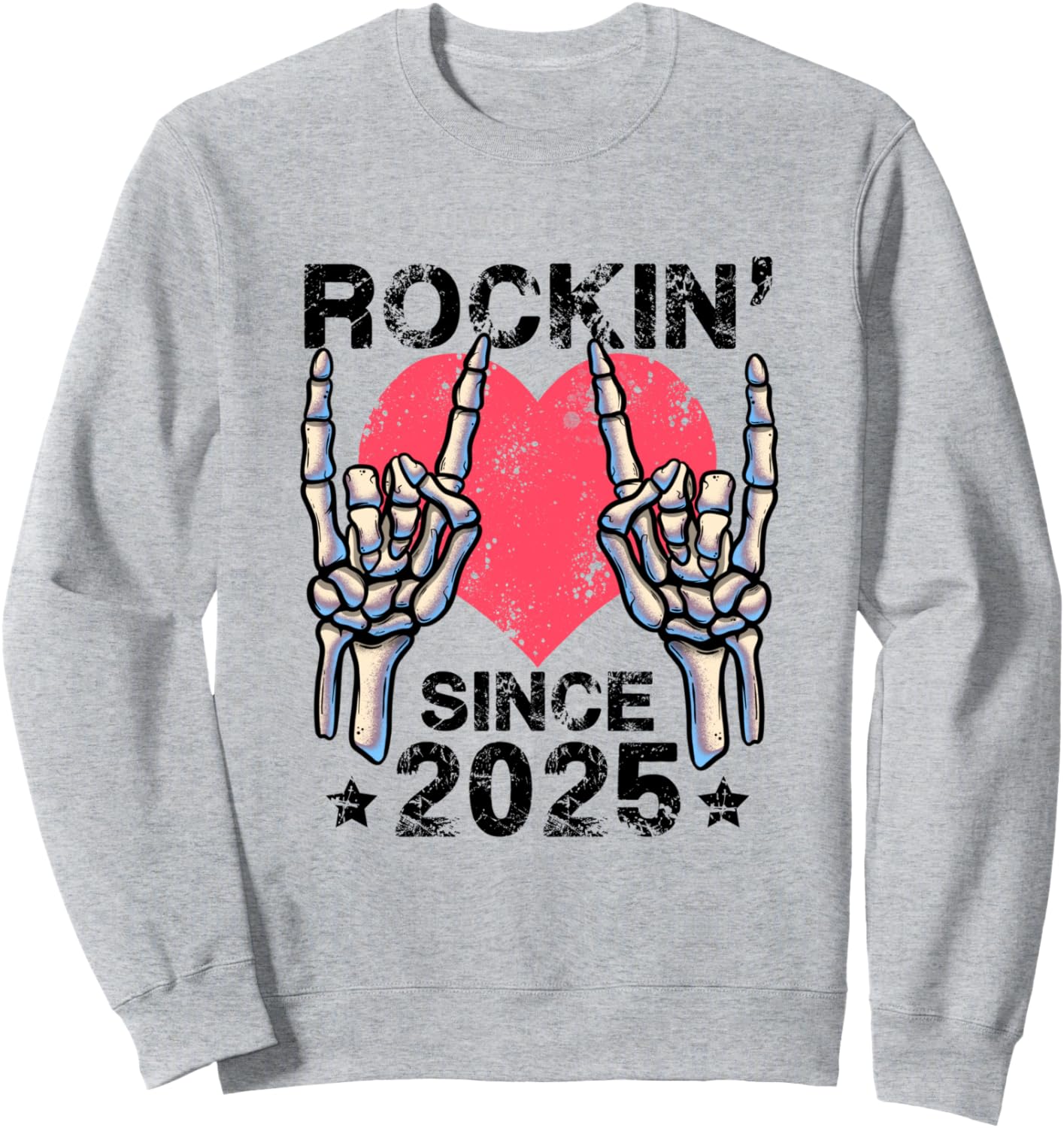 

Рок-н-ролл с 2025 года. Ретро-толстовка в стиле рок-н-ролл Visit Rock And Roll Birthday Shop Rockin Since, серый