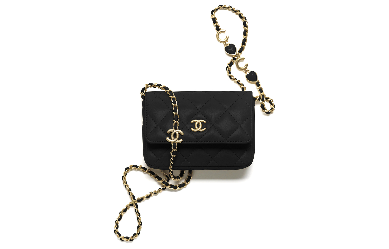 

CHANEL 22К осенне-зимняя лакированная кожаная сумка через плечо с одним ремнём женская чёрная