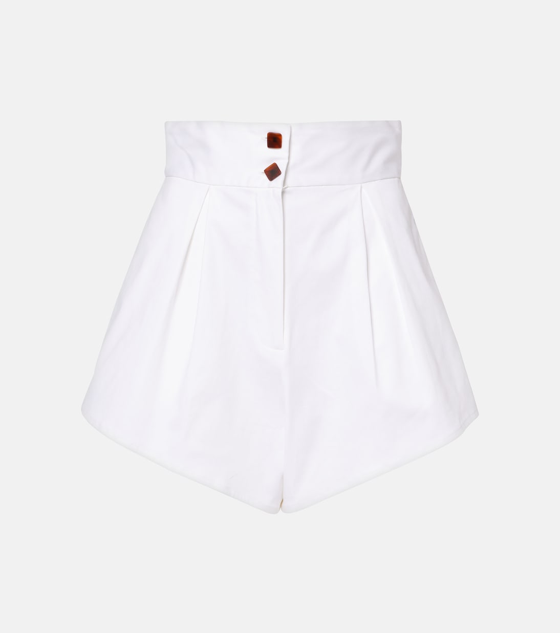 

Шорты с высокой талией из смесовой хлопковой ткани Adriana Degreas, белый