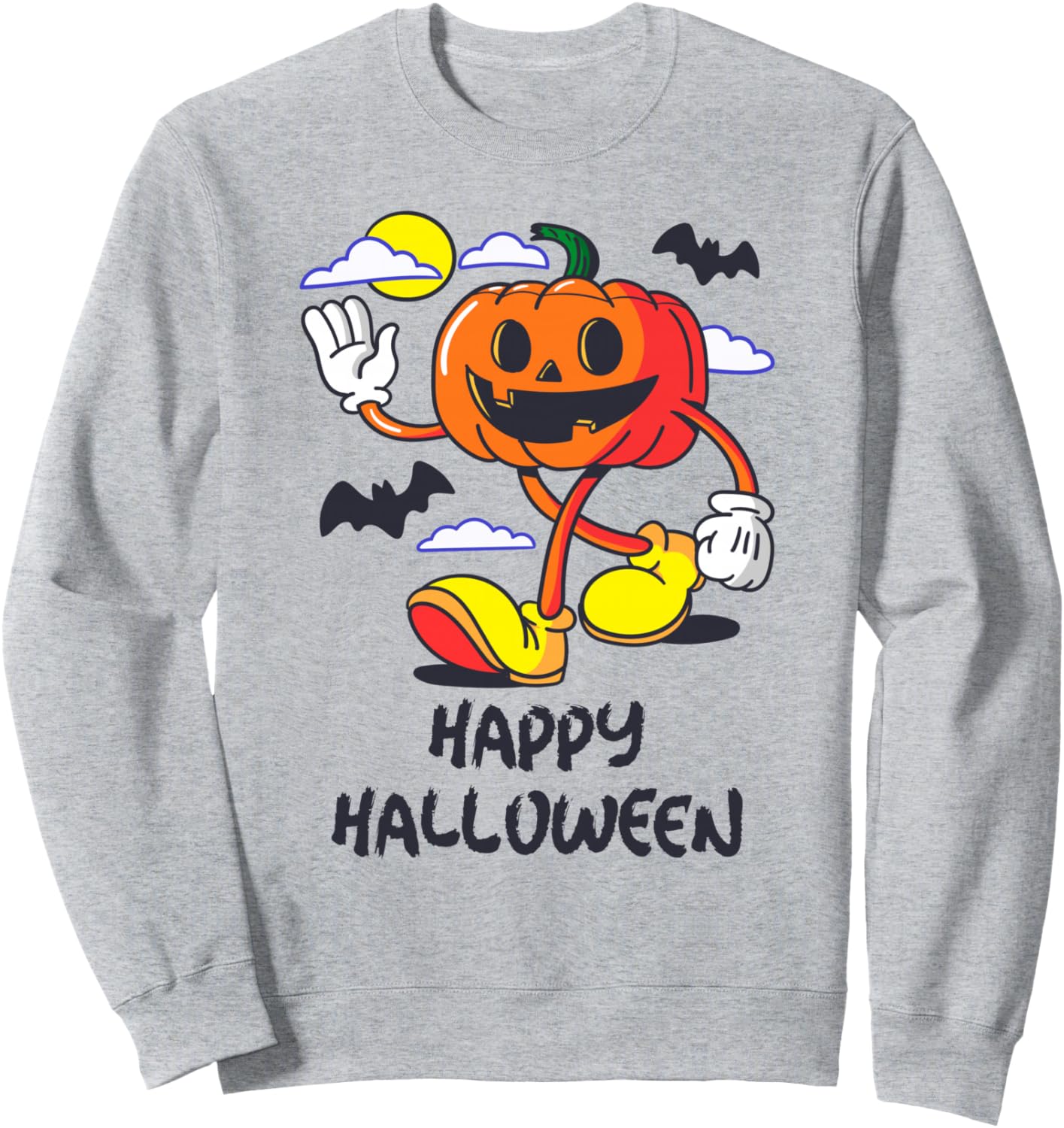 

Ретро Хэллоуин, Иллюстрация тыквы в стиле комиксов, Винтажная толстовка с надписью «Счастливого Хэллоуина» Cute Halloween Designs, серый