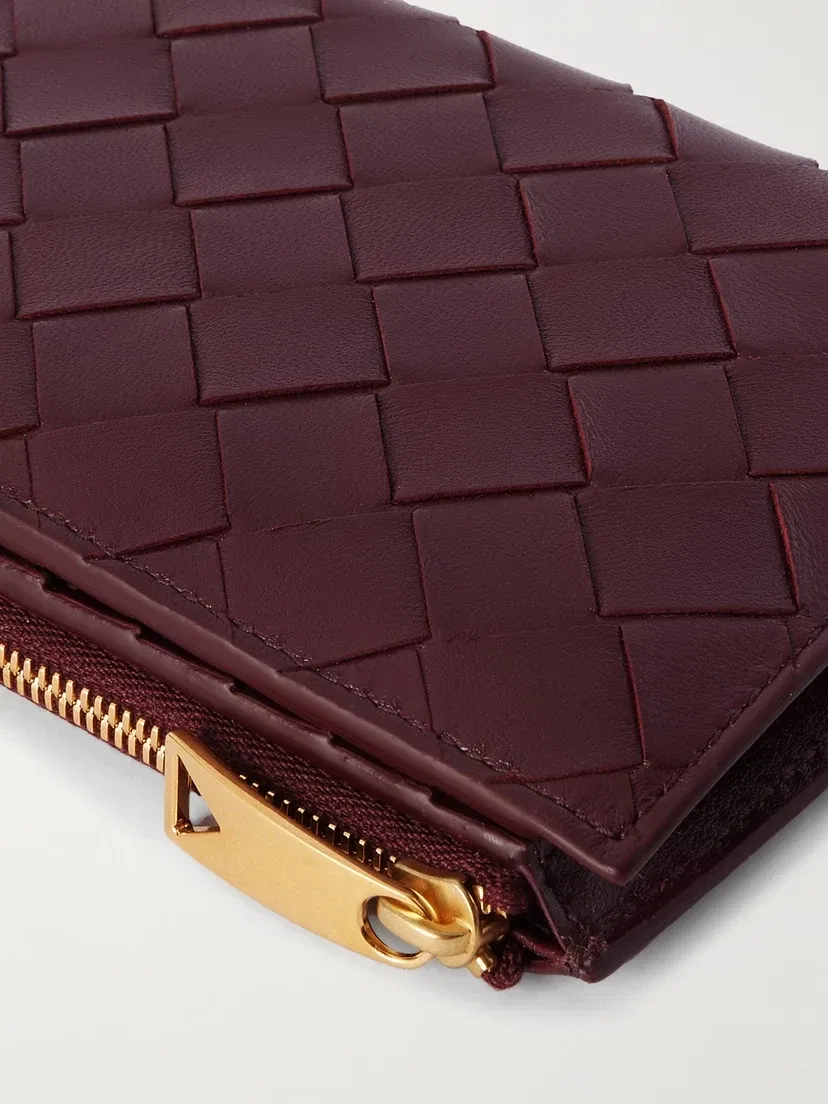 Кожаный кошелек Intrecciato BOTTEGA VENETA, золотой — фото 4