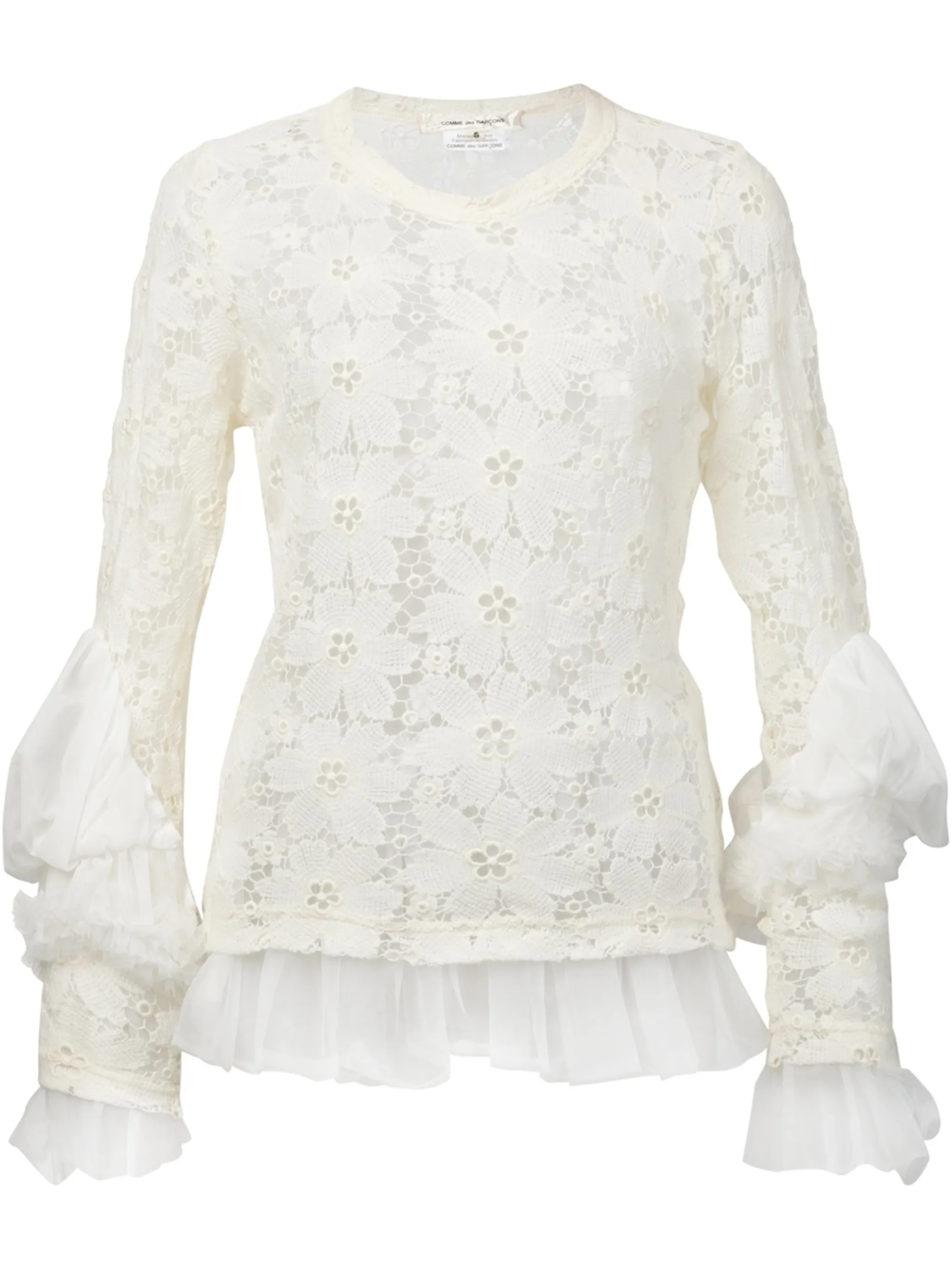 

Кружевной топ с пышными рукавами Comme Des Garçons, белый