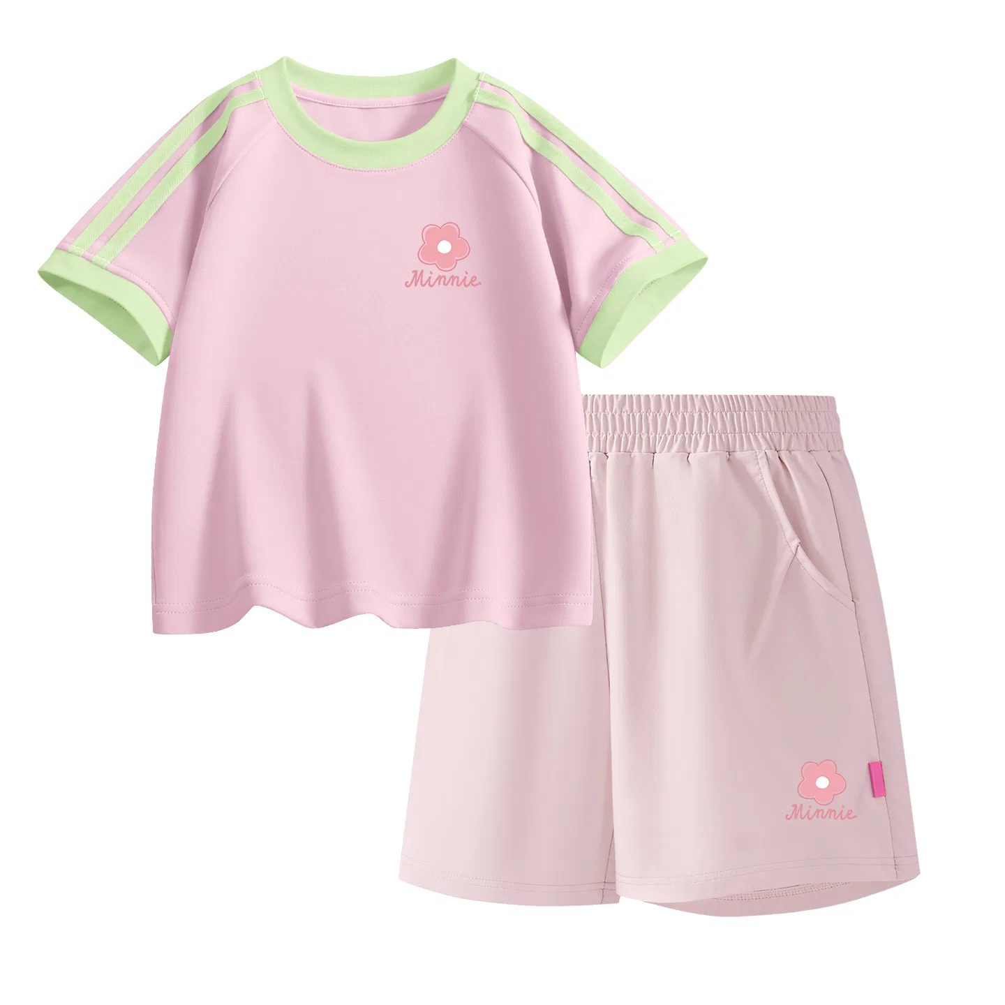 Детская повседневная спортивная футболка с круглым вырезом Disney, Bubble Milk Green+Dinky Knot K_Bottom Right Mulberry Purple — фото 3