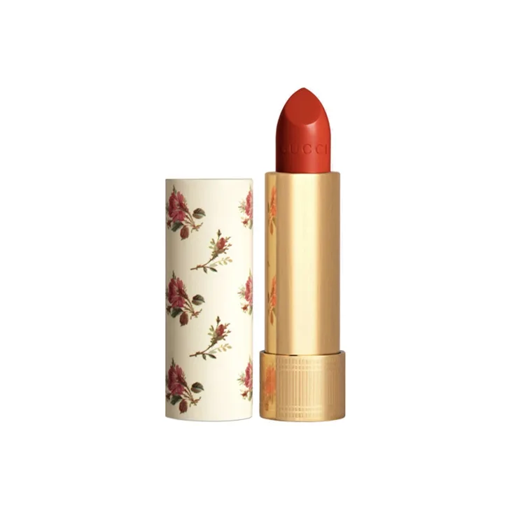 GUCCI Помада-бальзам Golden Tube Floral с увлажняющим кремом Qingsi Silk, #500 Pigeon Blood Red