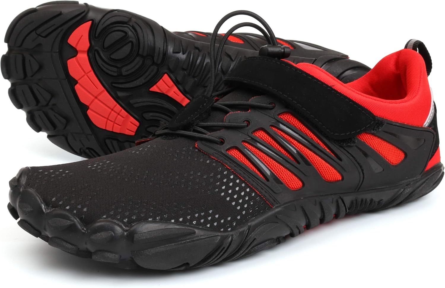 

Мужские минималистичные трейловые кроссовки WHITIN, Широкий носок, Вдохновлены ходьбой, черный/красный