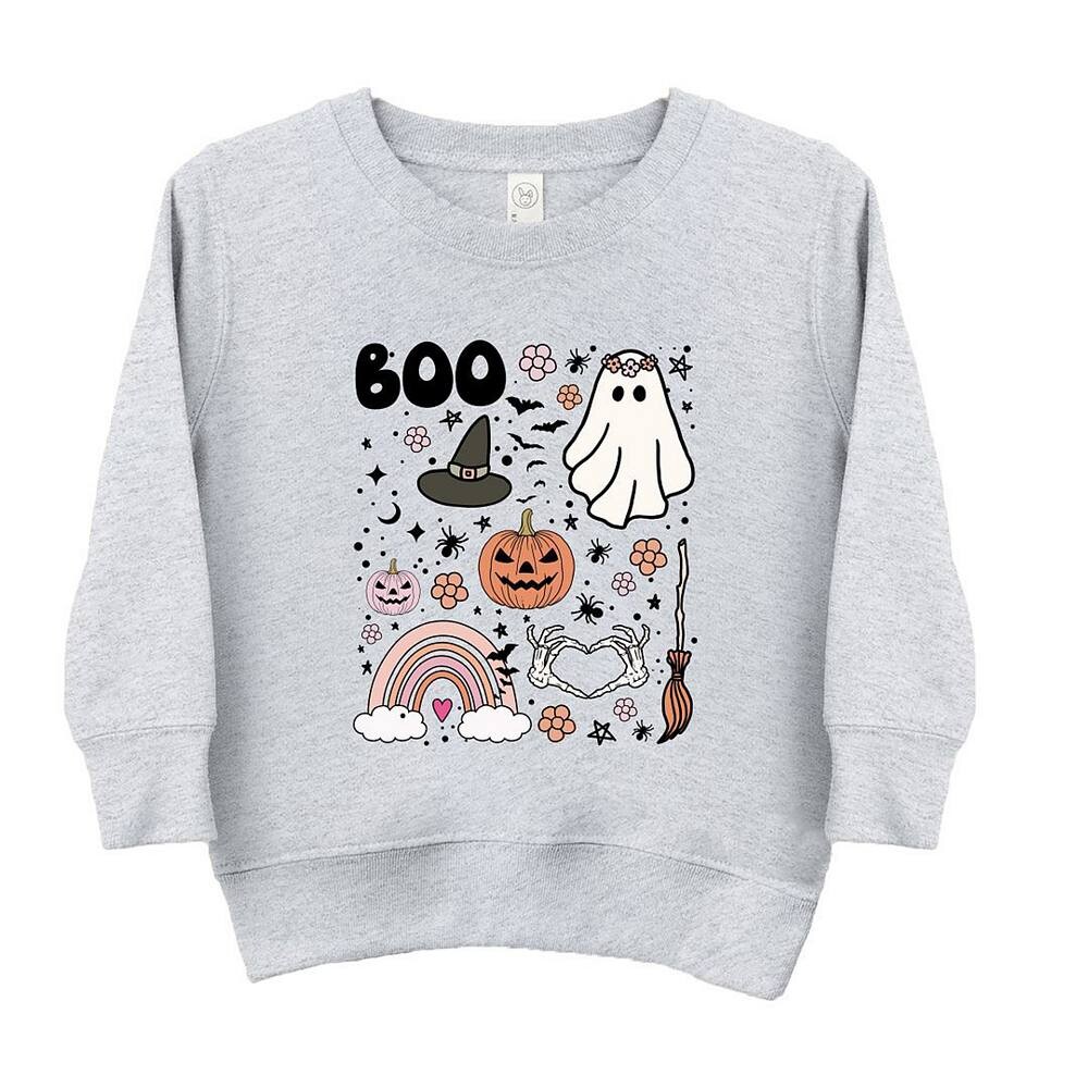 

Толстовка с рисунком Boo Collage для малышей The Juniper Shop, цвет Heather Grey