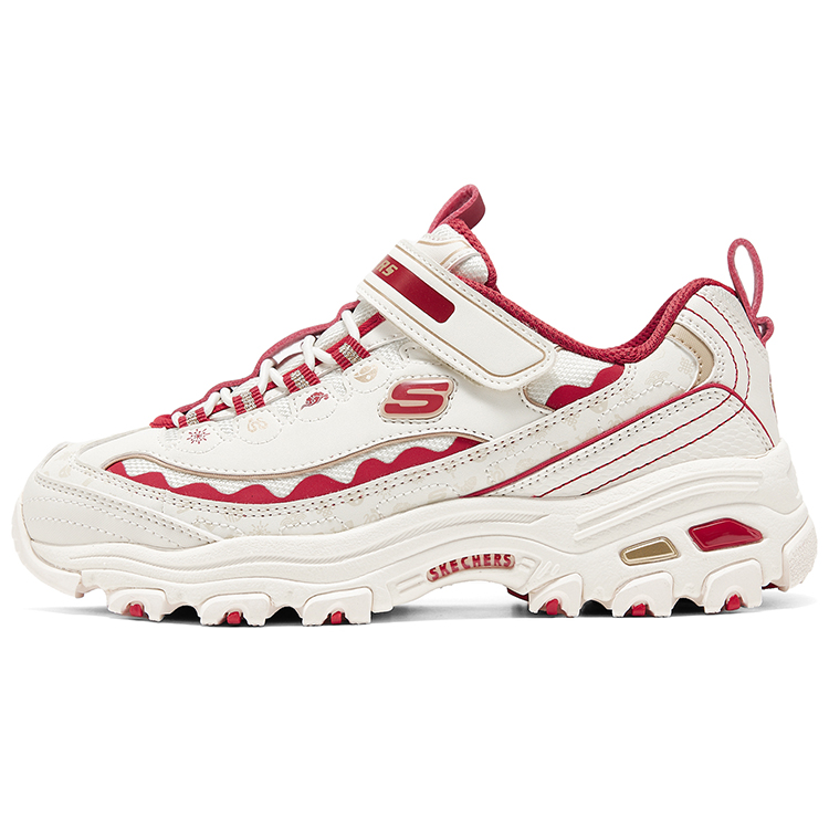 

Низкие детские повседневные кроссовки White Skechers, красно-белые