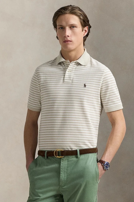 

Хлопковая поло Polo Ralph Lauren, бежевый