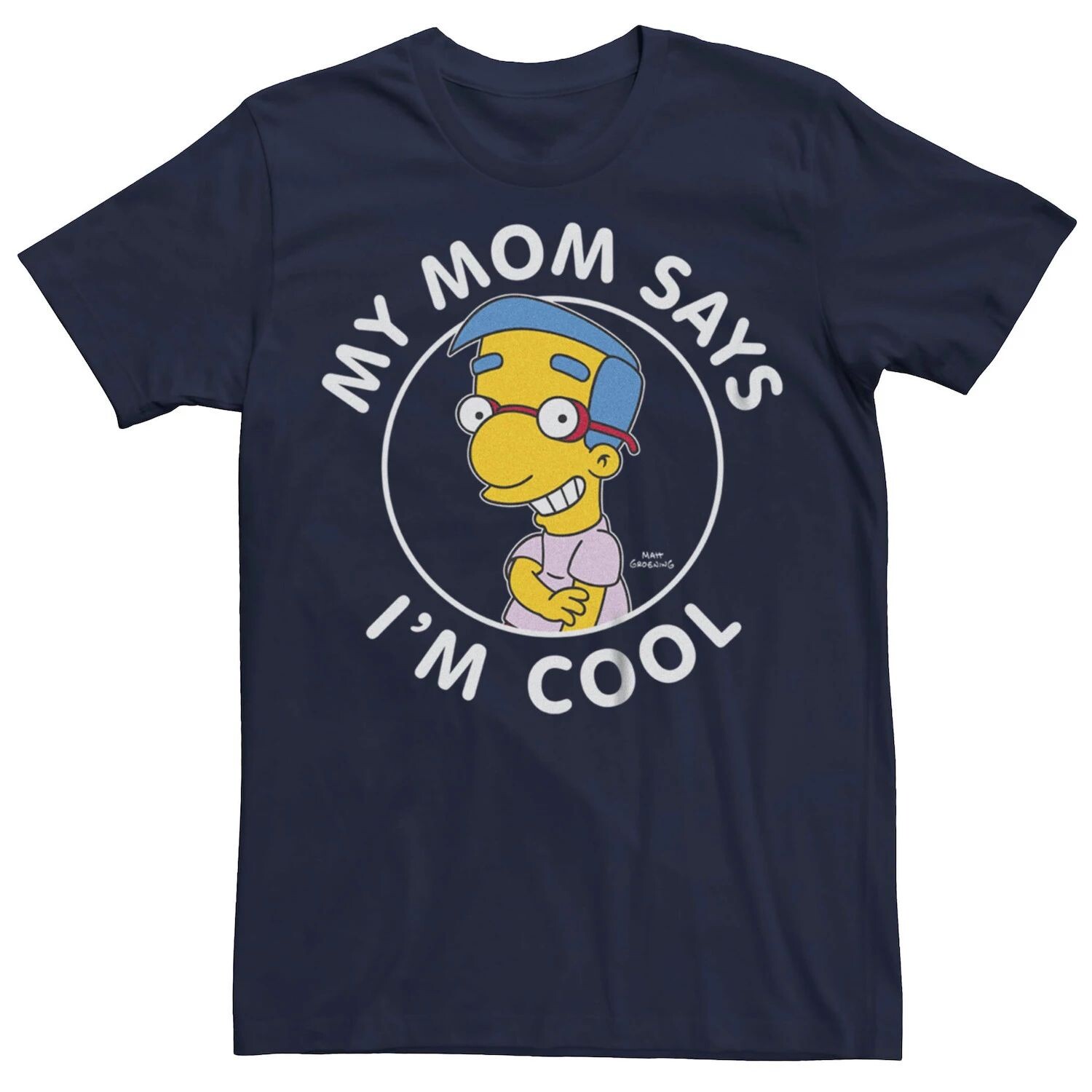 

Мужская футболка с рисунком Simpsons Milhouse Badge Licensed Character