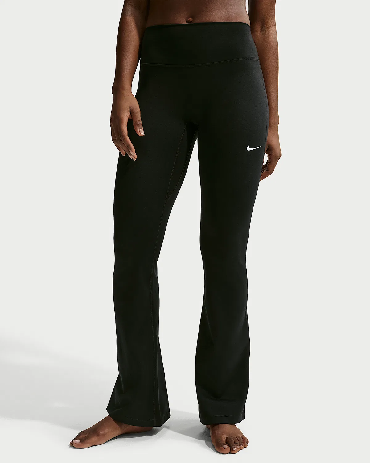 Женские леггинсы Nike One с высокой талией и расклешенными штанинами, Black/White — фото 2