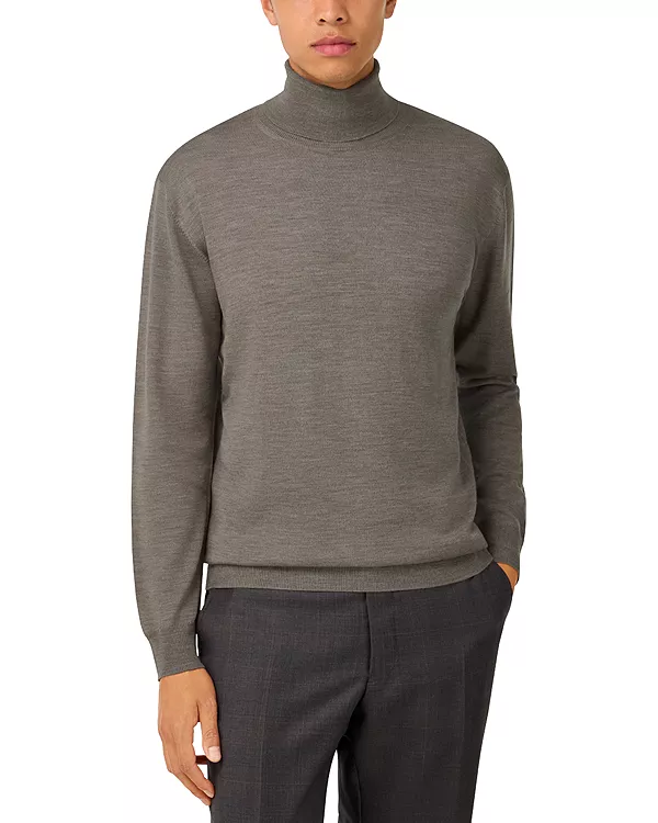 

Свитер с высоким воротником из сверхтонкой мериносовой шерсти Boggi Milano, бежевый