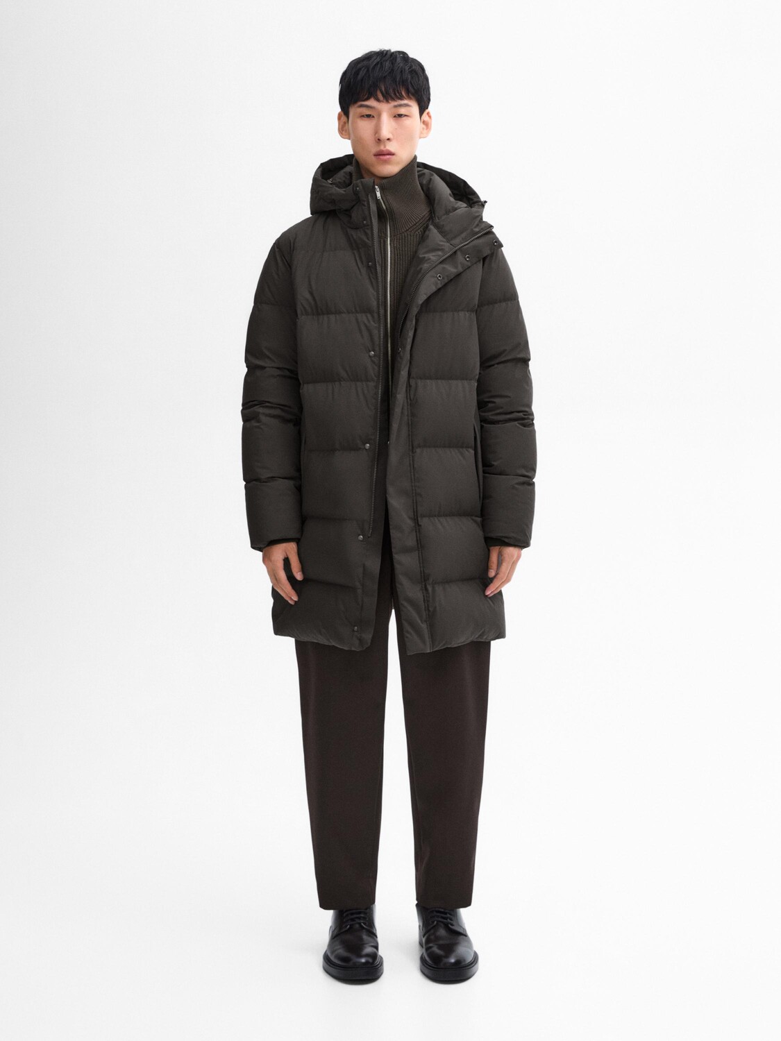 

Удлиненный пуховик Massimo Dutti, серый