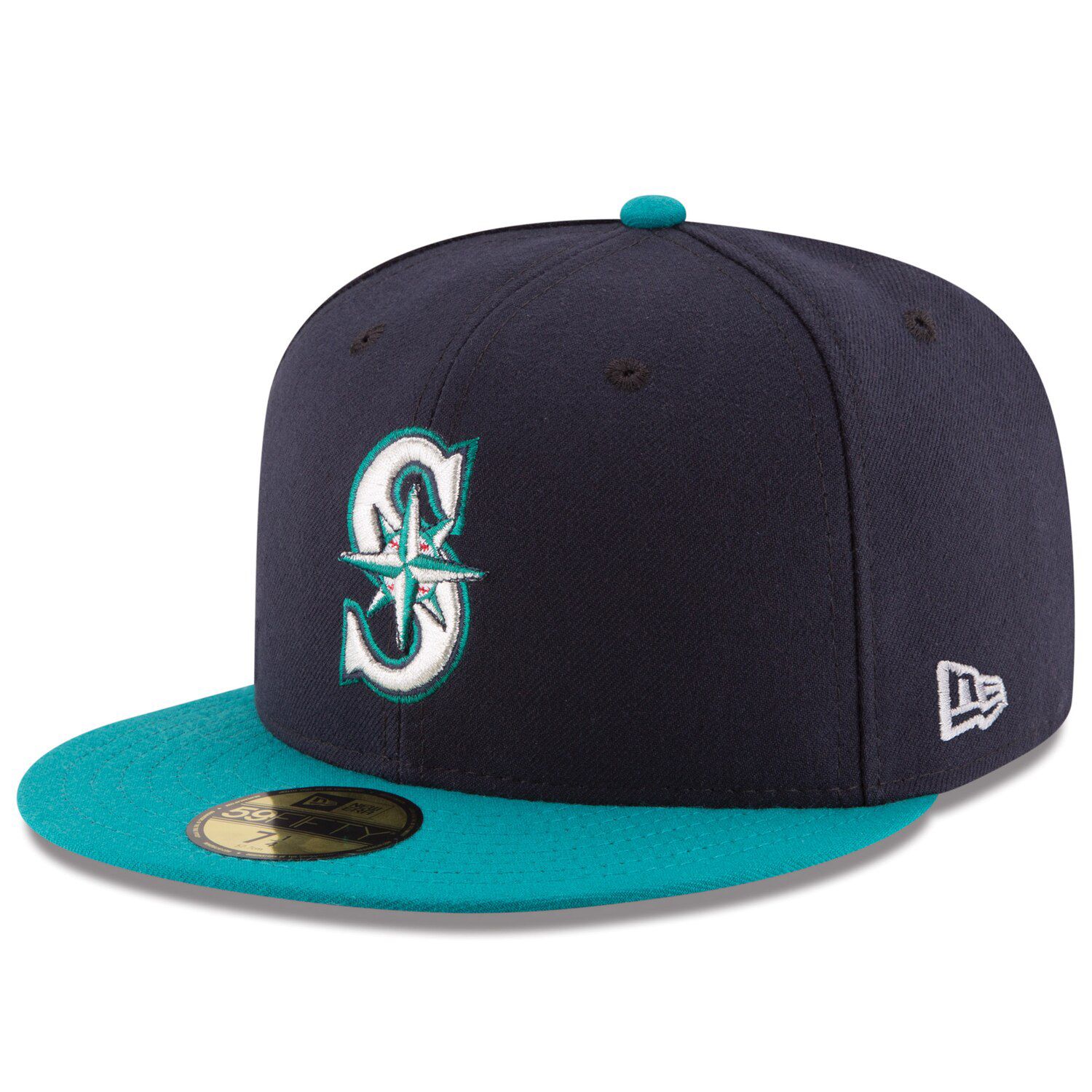 

Мужская шляпа New Era Navy/Aqua Seattle Mariners Alternate Authentic Collection On Field 59FIFTY.