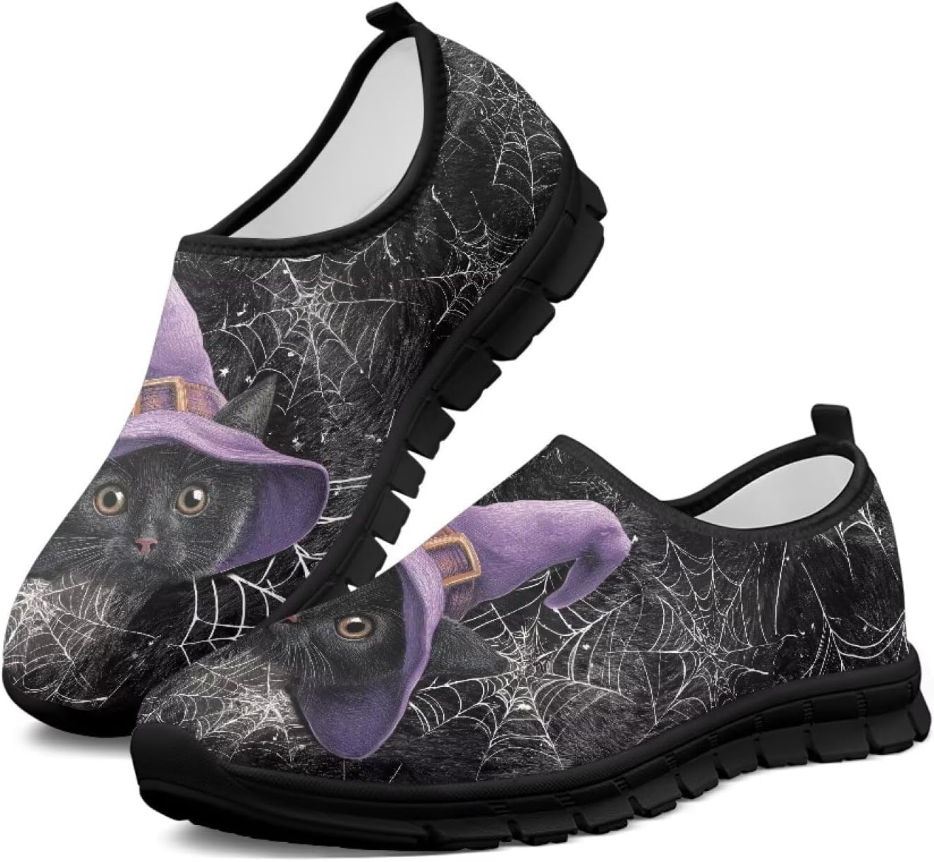 

Женские теннисные кроссовки Удобные противоскользящие спортивные для ходьбы, занятий в тренажерном зале, бега, повседневные модные кроссовки Chririnla, Spider Web Black Cat Print