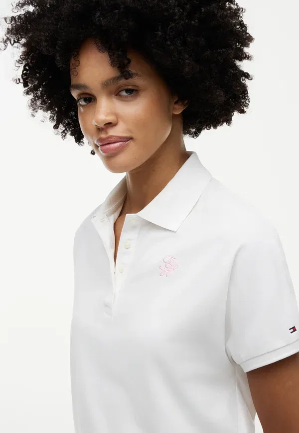 Футболка поло Tommy Hilfiger Th Script Modern Ss, цвет экрю — фото 4