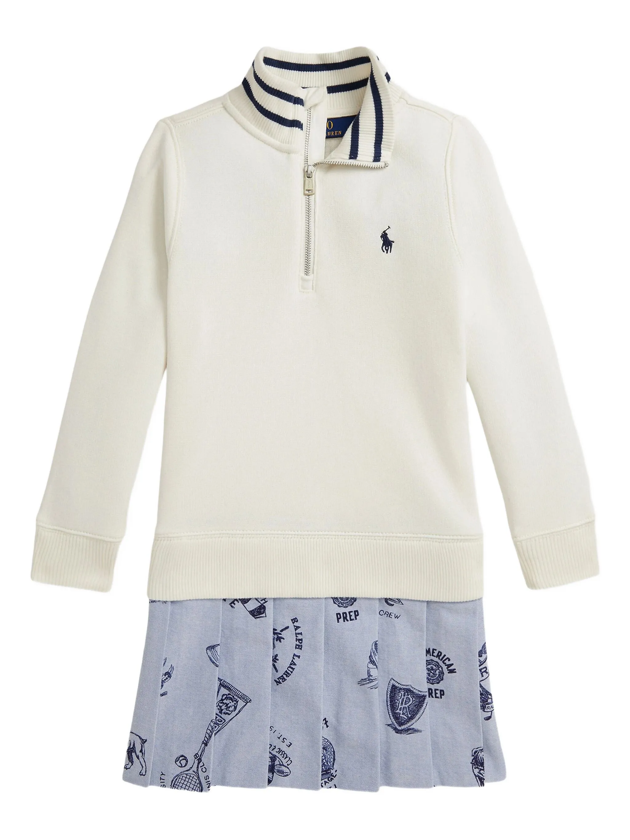 

Платье-толстовка со складками Polo Ralph Lauren Kids, белый