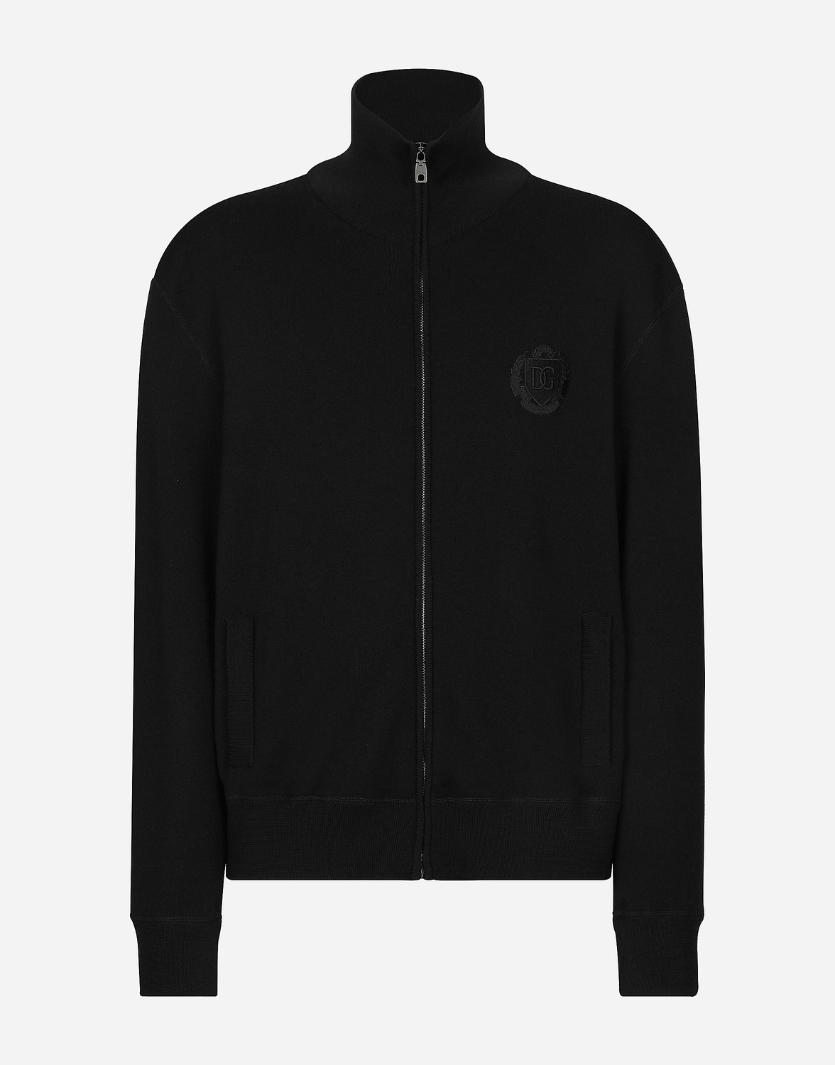 

Кашемирово-шелковая толстовка на молнии с нашивкой dg Dolce & Gabbana, черный