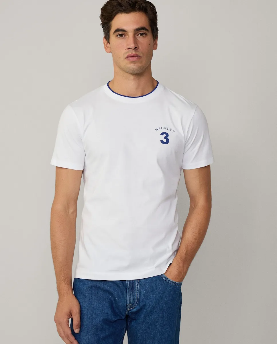 

Мужская футболка с коротким рукавом и вышитым номером Hackett, белый