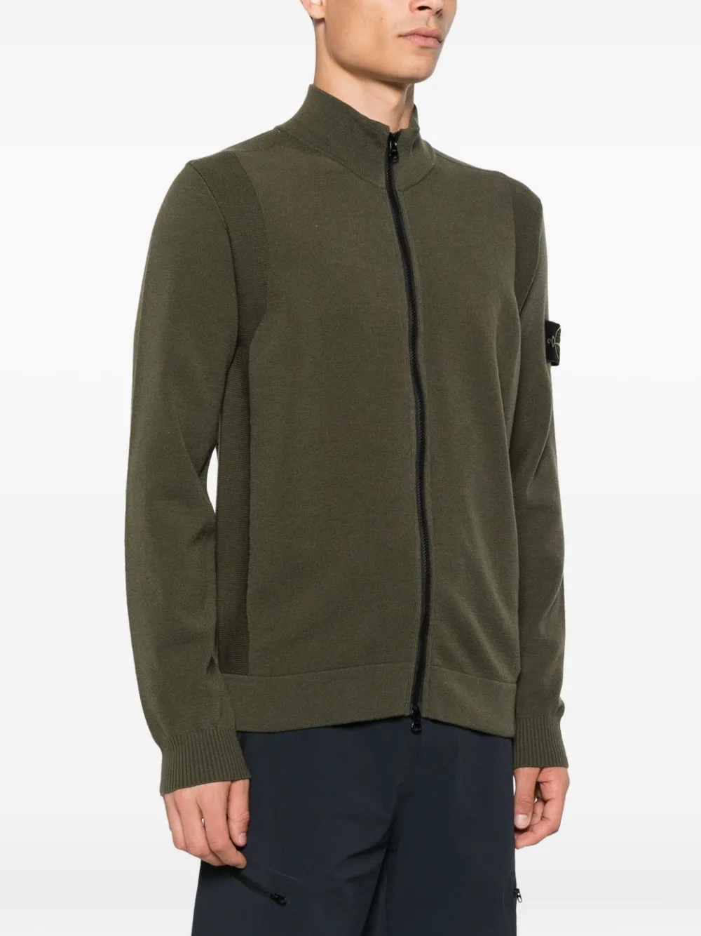 5100062 свитер с накладным карманом на молнии спереди Stone Island, зеленый — фото 3