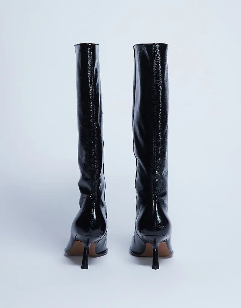 Сапоги Topshop Scarlett Premium из натуральной кожи с квадратным носком, черные — фото 2