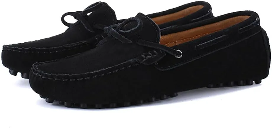 

Мужские модные туфли-лоферы из замши ручной работы, повседневные, мягкие и удобные для вождения и ходьбы, больших размеров Abborora, черный