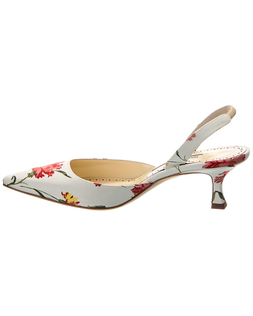 Туфли-лодочки Manolo Blahnik Carolyne 50 Canvas Slingback, белый — фото 2