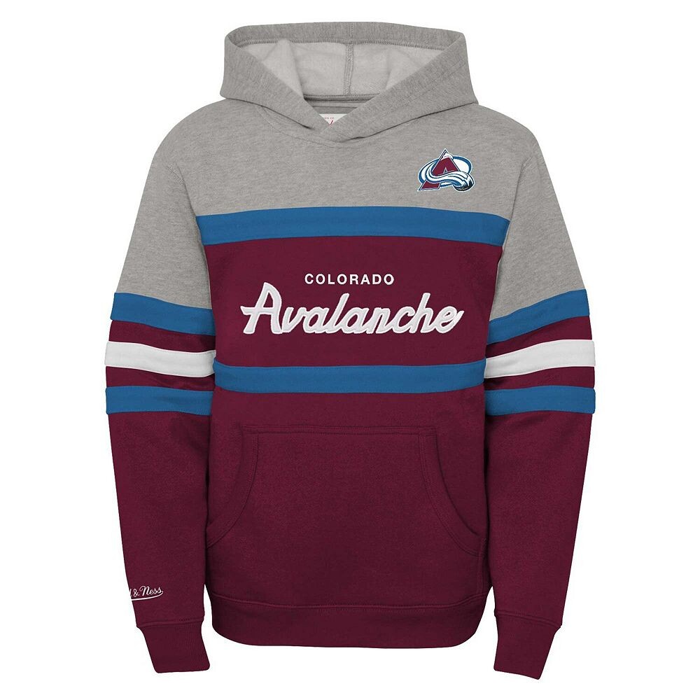 Пуловер с капюшоном Youth Mitchell & Ness Бордовый Colorado Avalanche Head Coach, цвет Ava Med Re — фото 3