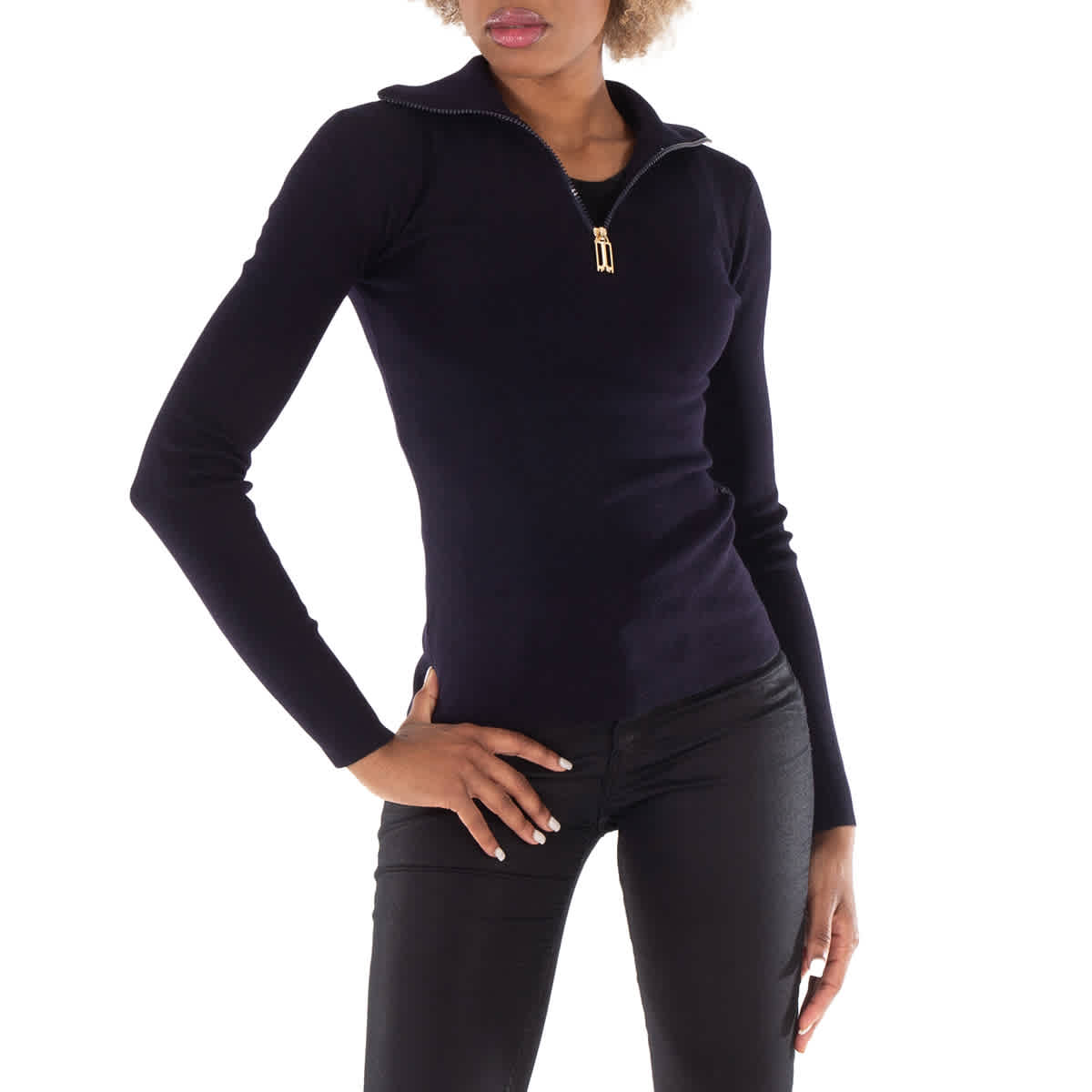 

Свитер с высоким воротником и полумолнией Victoria Beckham, синий