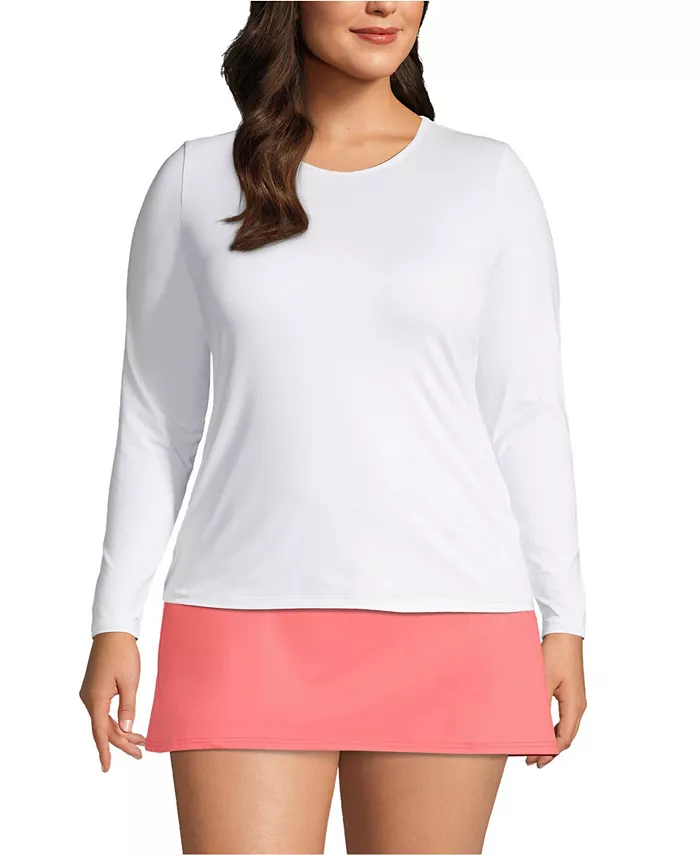 

Пляжная рубашка с длинным рукавом Plus Size SunShade UPF 50 Lands' End, белый