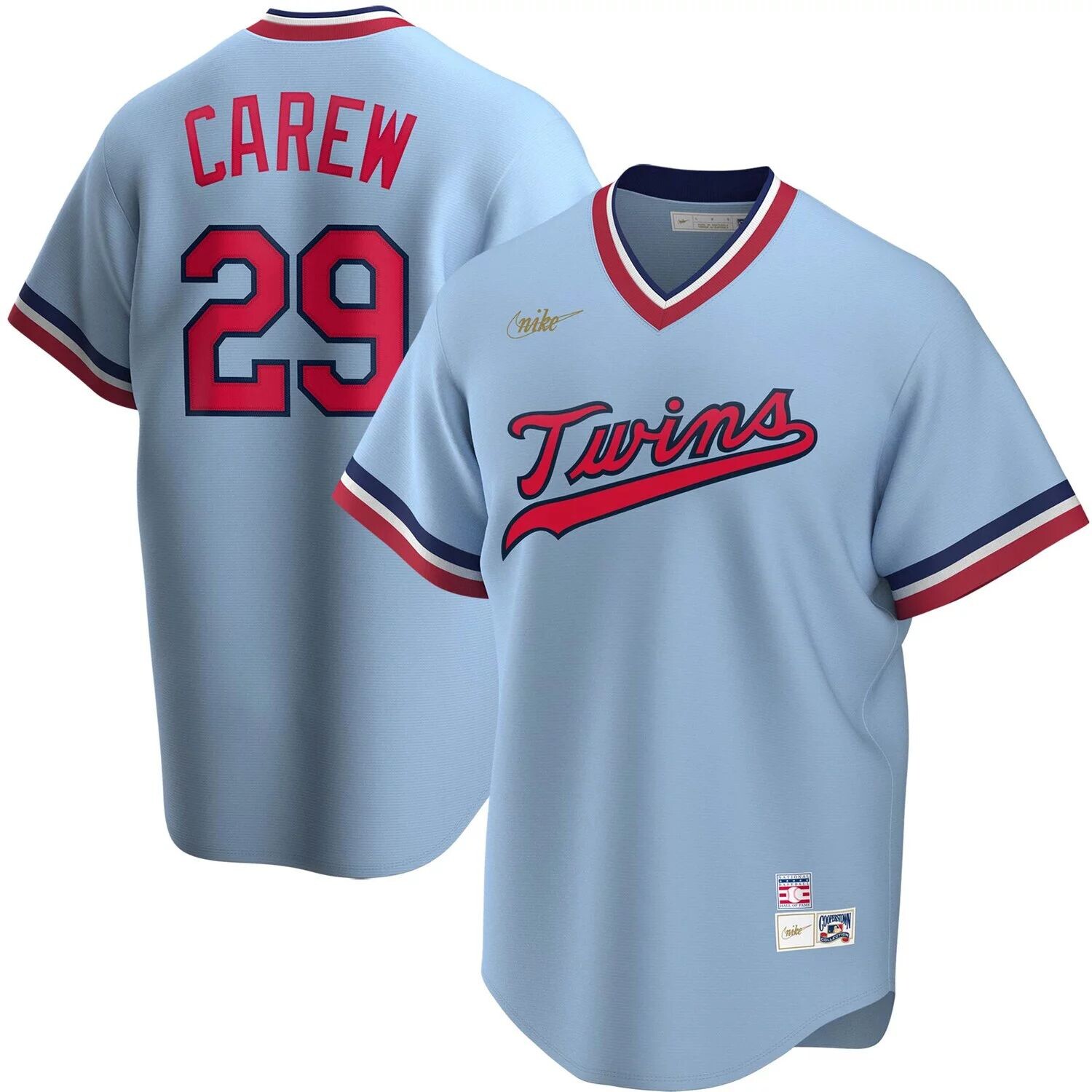 Мужская майка Rod Carew Light Blue Minnesota Twins Road Cooperstown Collection Player Nike — фото 4