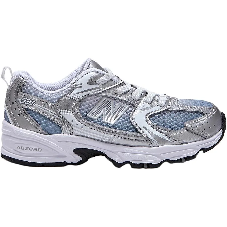 NB 530 Cushioning Abrasion Resistant Low top детские кроссовки для бега, возраст 3-7 лет New Balance, серебро/белый/синий — фото 3