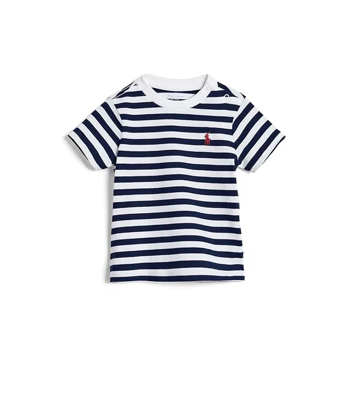 Футболка полосатая хлопковая модель Striped Cotton Jersey Tee Polo Ralph Lauren Kids, Poppy/White