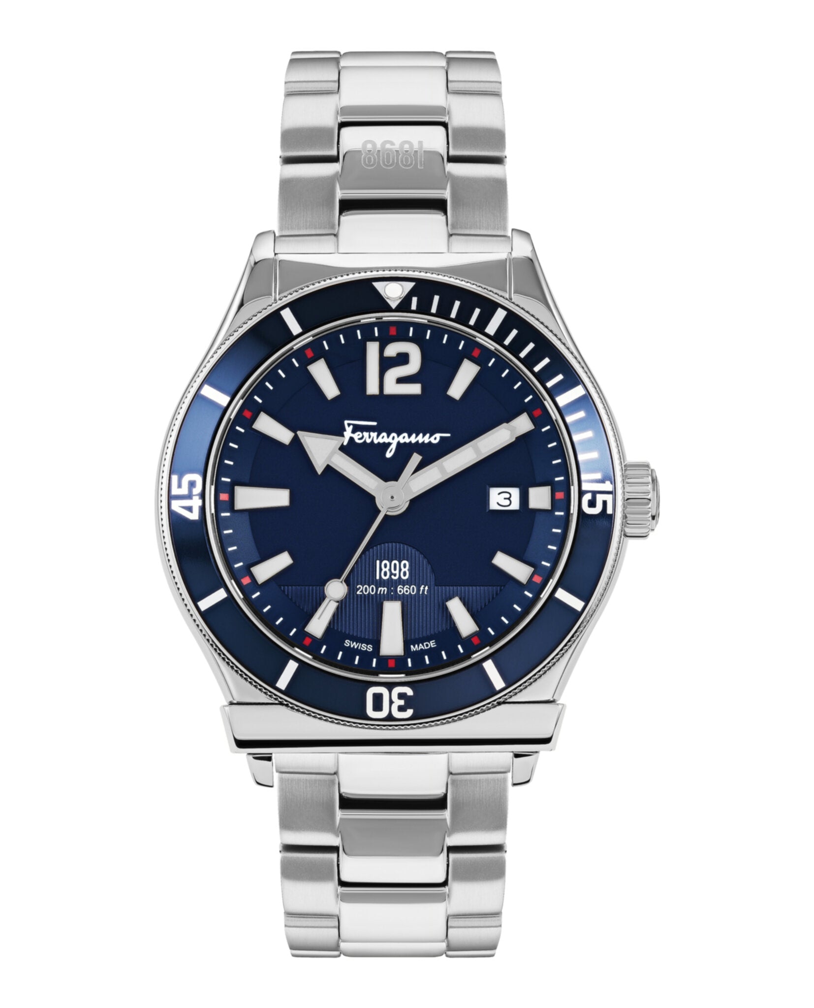

Часы Феррагамо 1898 года Salvatore Ferragamo, цвет silver/stainless steel/blue