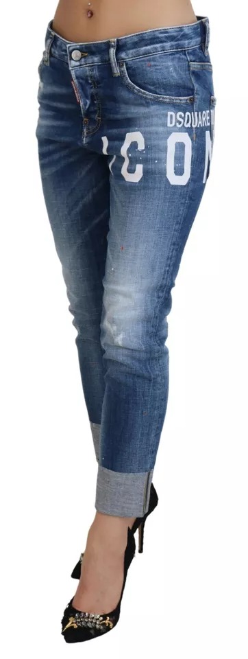 Укороченные джинсы Blue Icon с низкой талией Cool Girl Denim Dsquared2 — фото 3