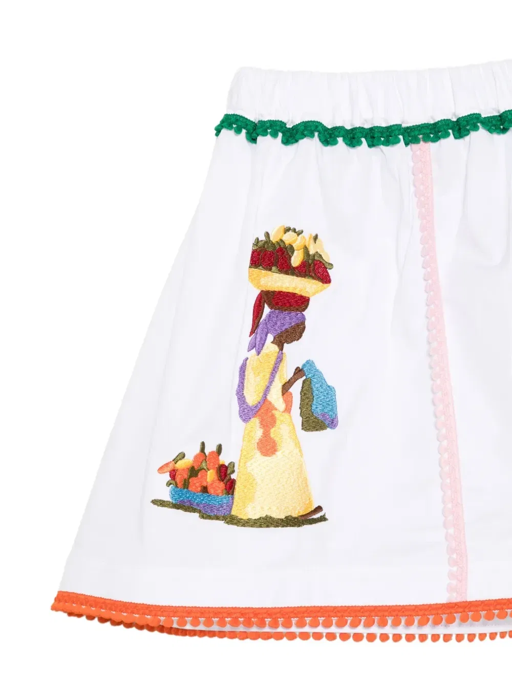 Юбка с вышивкой Stella Jean Kids, белый — фото 3