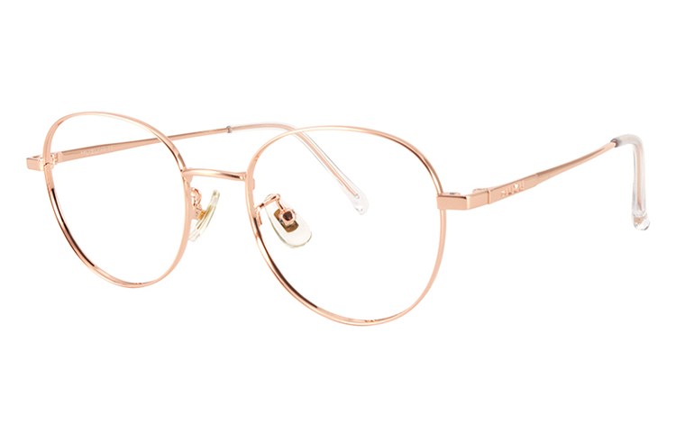 

MUZU Унисекс овальные очковые оправы из сплава, Rose Gold-C12 & Plano Blue Light Blocking Lens